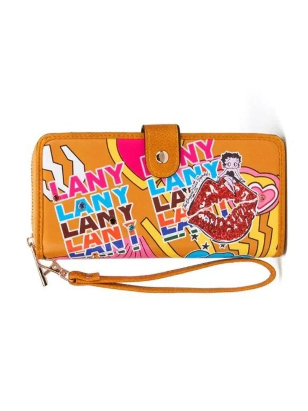 NEW Betty Boop Lips Paris Colorful Faux Leather Multi Wallet Wristlet Clutch
